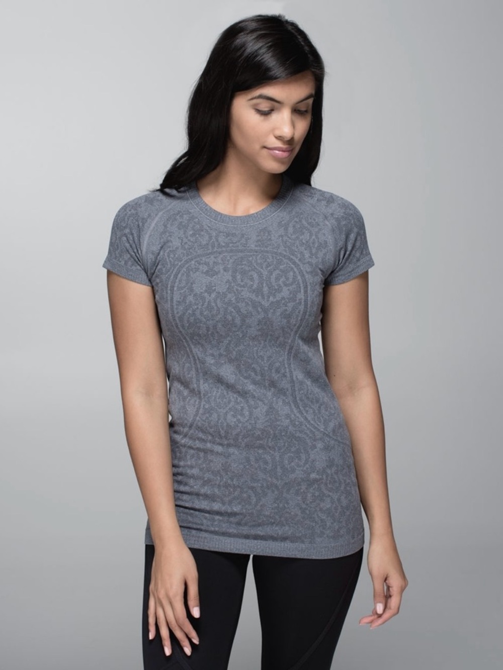Lululemon Swiftly Tech SS Print Top Womens Gray Heathered Size 8